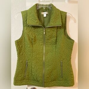 Christopher Banks Quilted Vest Full Zip Green Size M Medium Sleeveless